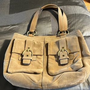 Tan suede purse/tote in excellent condition, never used no stains or wear